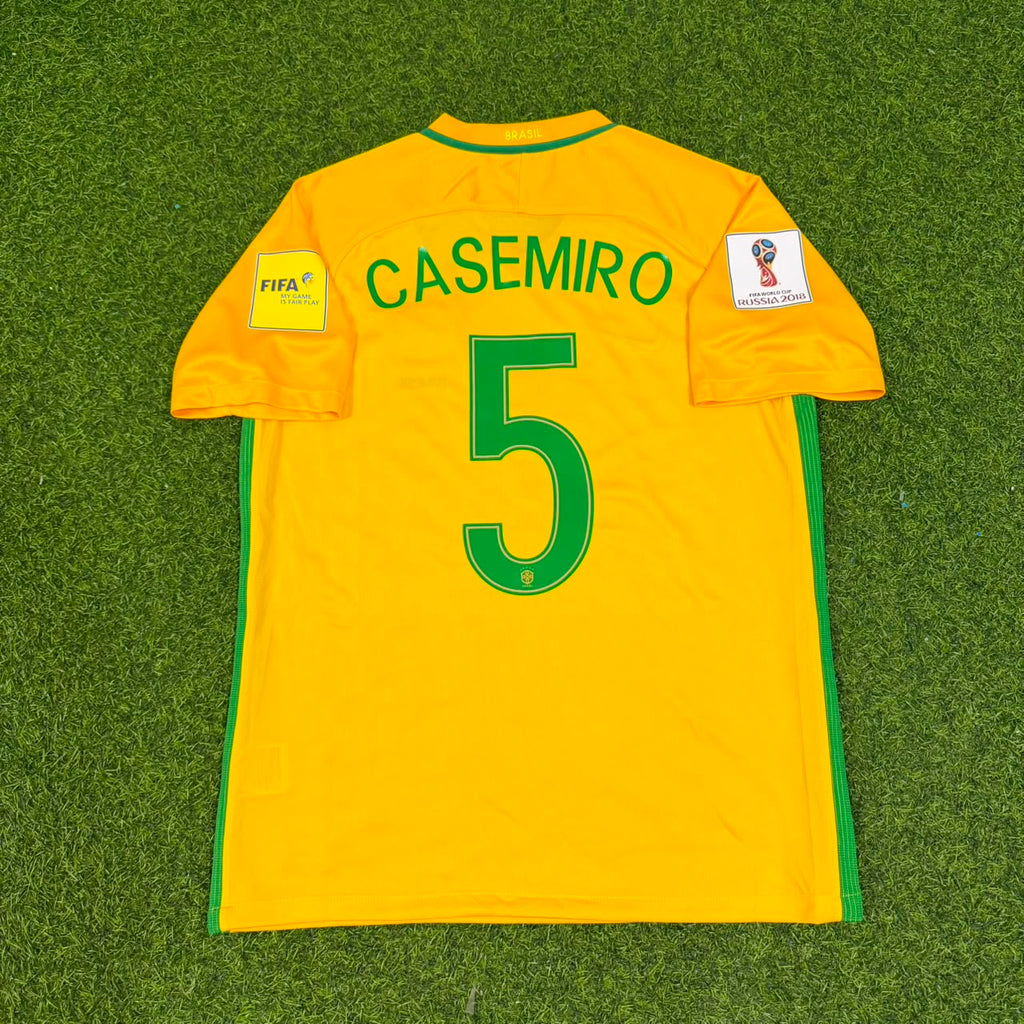 Casemiro #5 Brazil 2018 World Cup Home Football Jersey – Back View