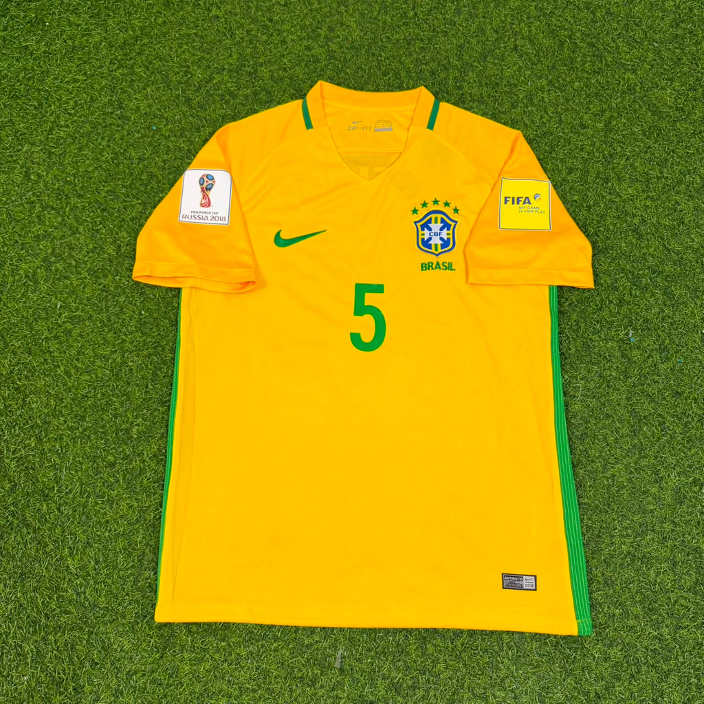 Casemiro #5 Brazil 2018 World Cup Home Football Jersey – Front View