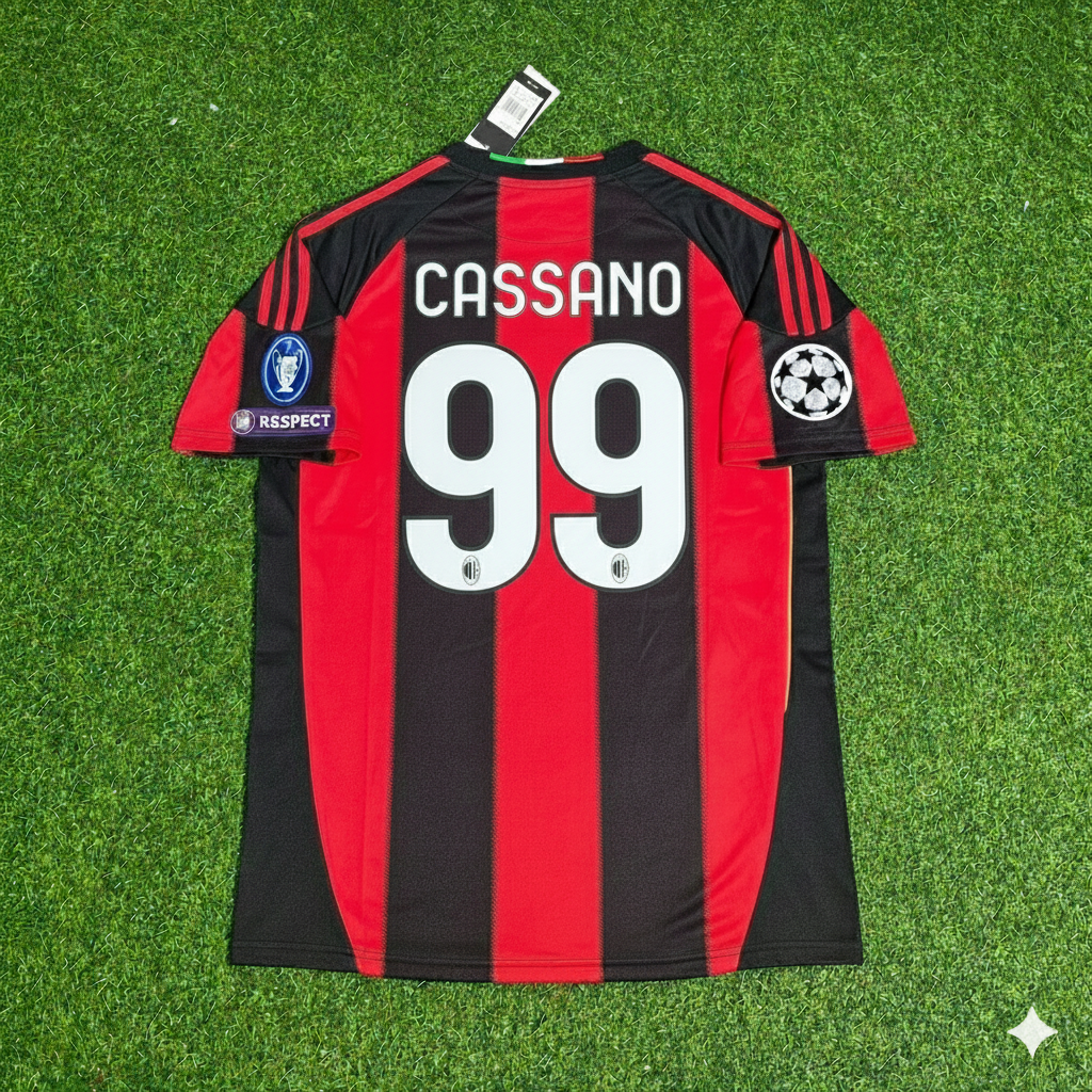 2010/11 Antonio Cassano 99 - Milan Home Retro Football Jersey – Back View