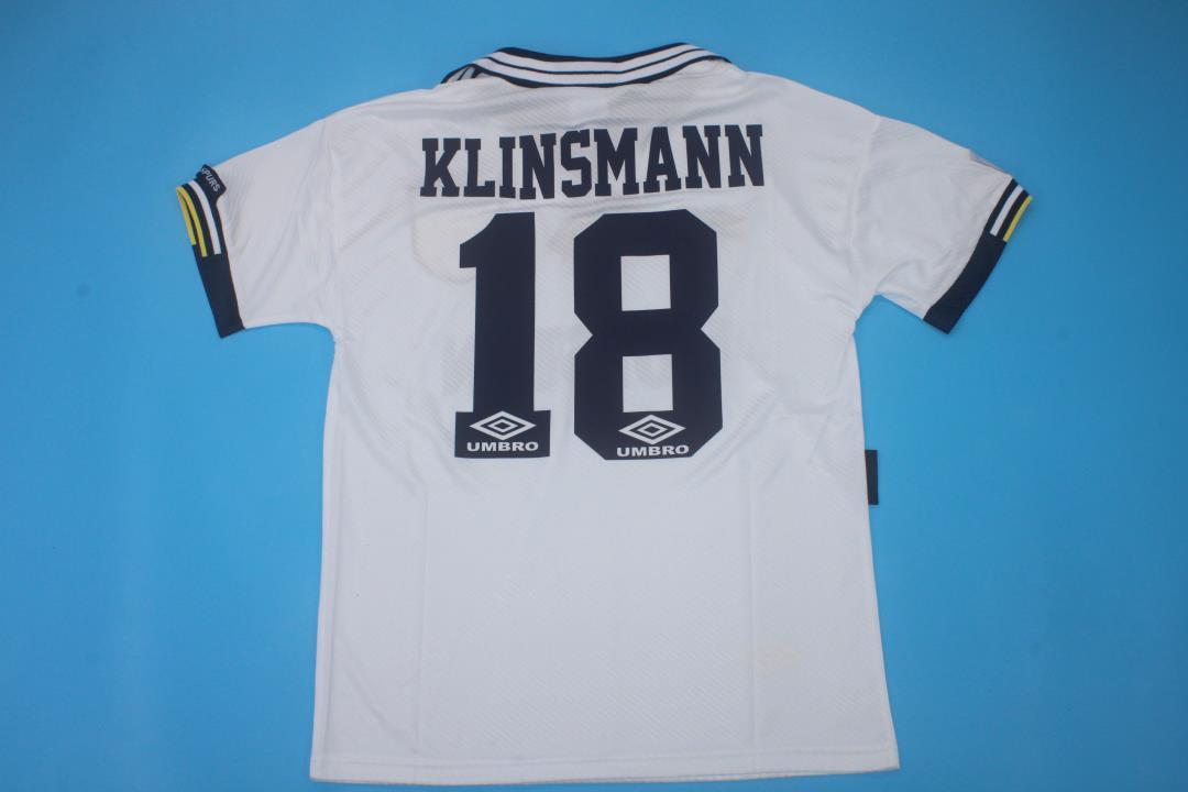 1994/95 Jürgen Klinsmann Tottenham Hotspur Home White Retro Football Jersey – Back View