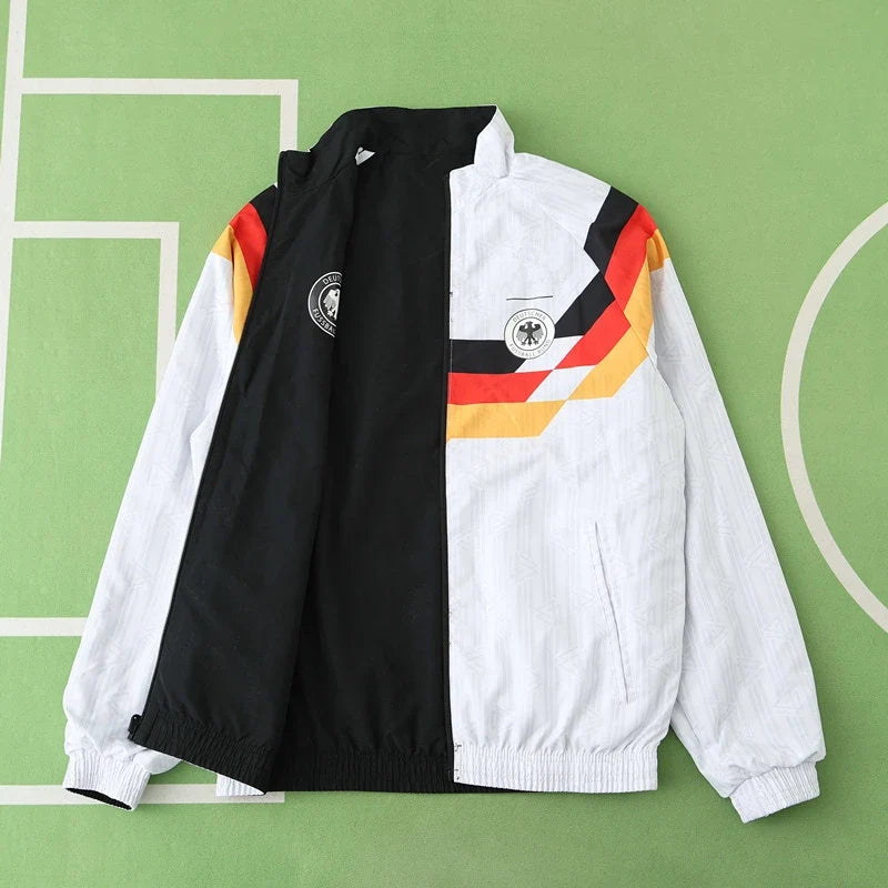1990 Germany World Cup Deutschland Retro Double Sides Windbreaker - Reversible Jacket Black – Back View