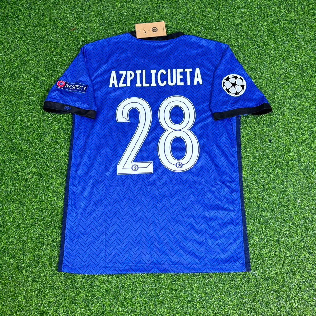 Chelsea 2021 Champions League Final Blue Retro Football Jersey – César Azpilicueta – Back View