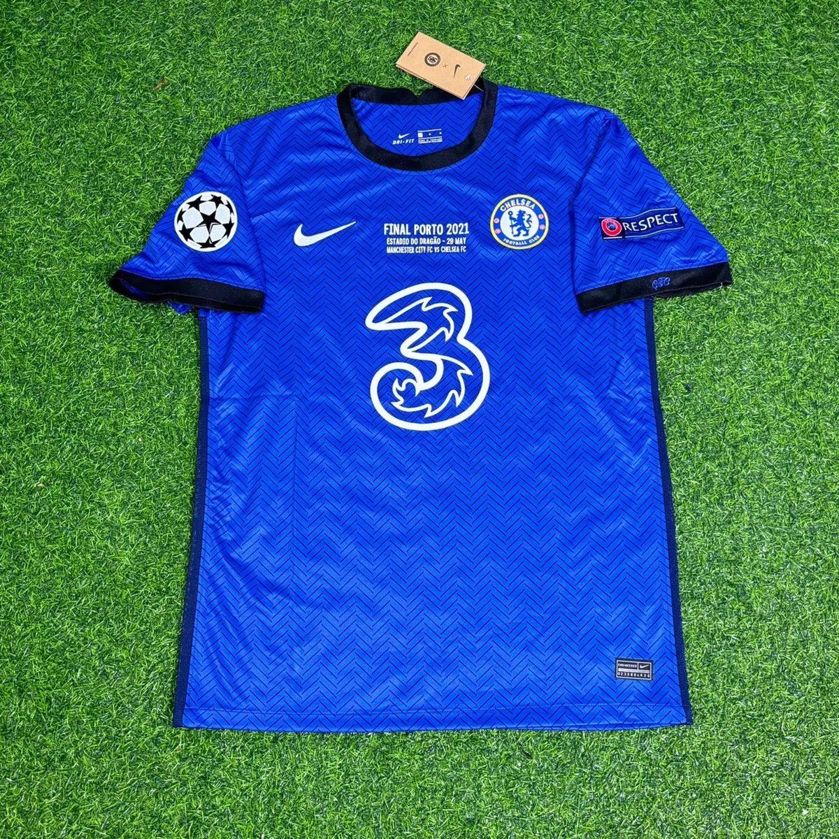 Chelsea 2021 Champions League Final Blue Retro Football Jersey – César Azpilicueta – Front View