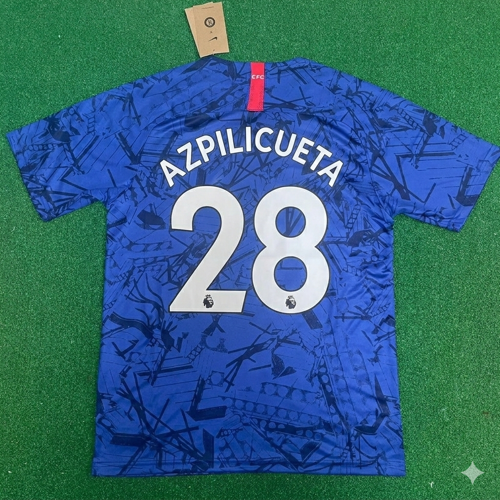 2019 Cesar Azpilicueta #28 Chelsea 2020 Blue Retro Football Jersey – Back View