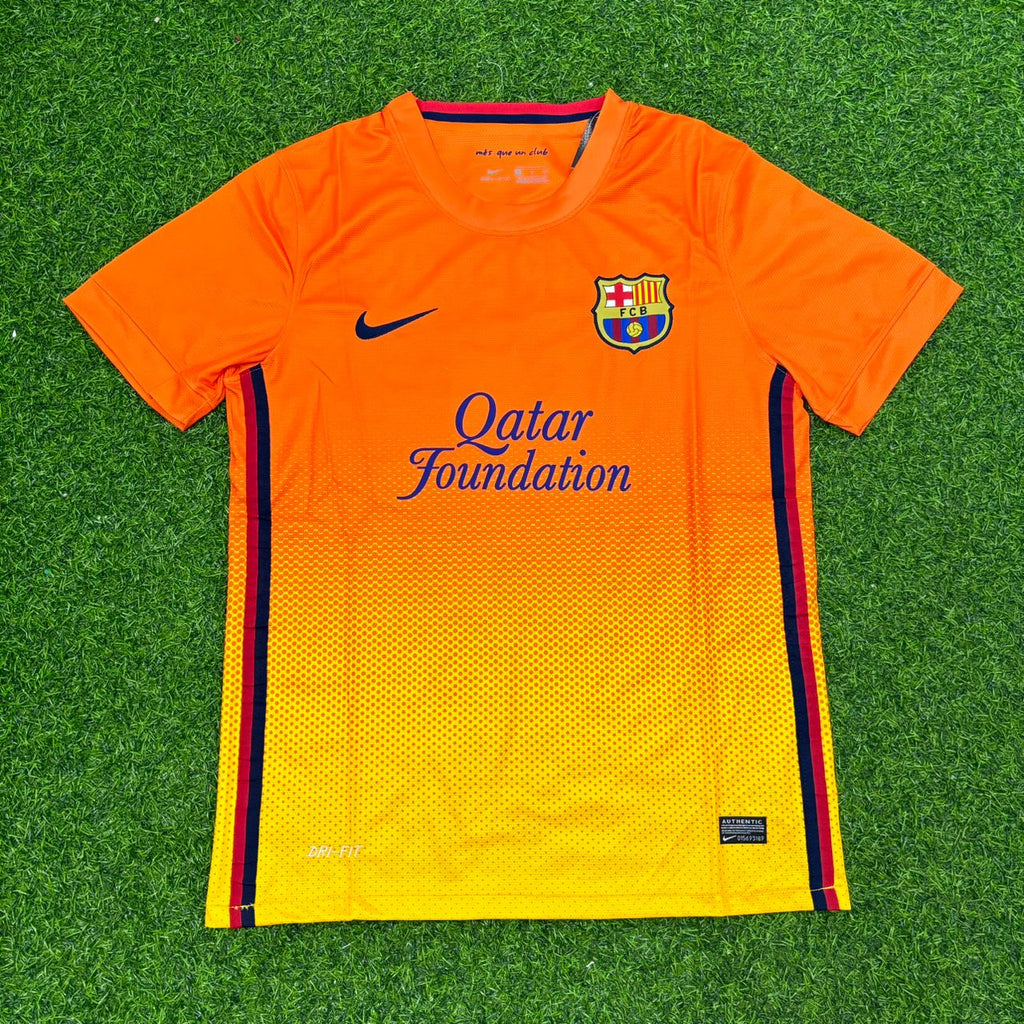 2012 Cesc Fabregas 4 Barcelona 2013 Orange Retro Football Jersey – Front View