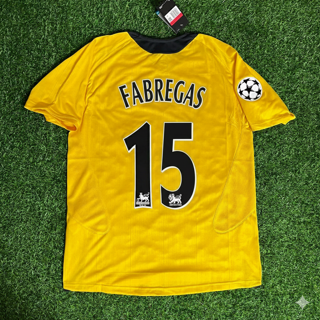2005/06 Cesc Fabregas 15 - Arsenal Yellow Retro Football Jersey – Back View