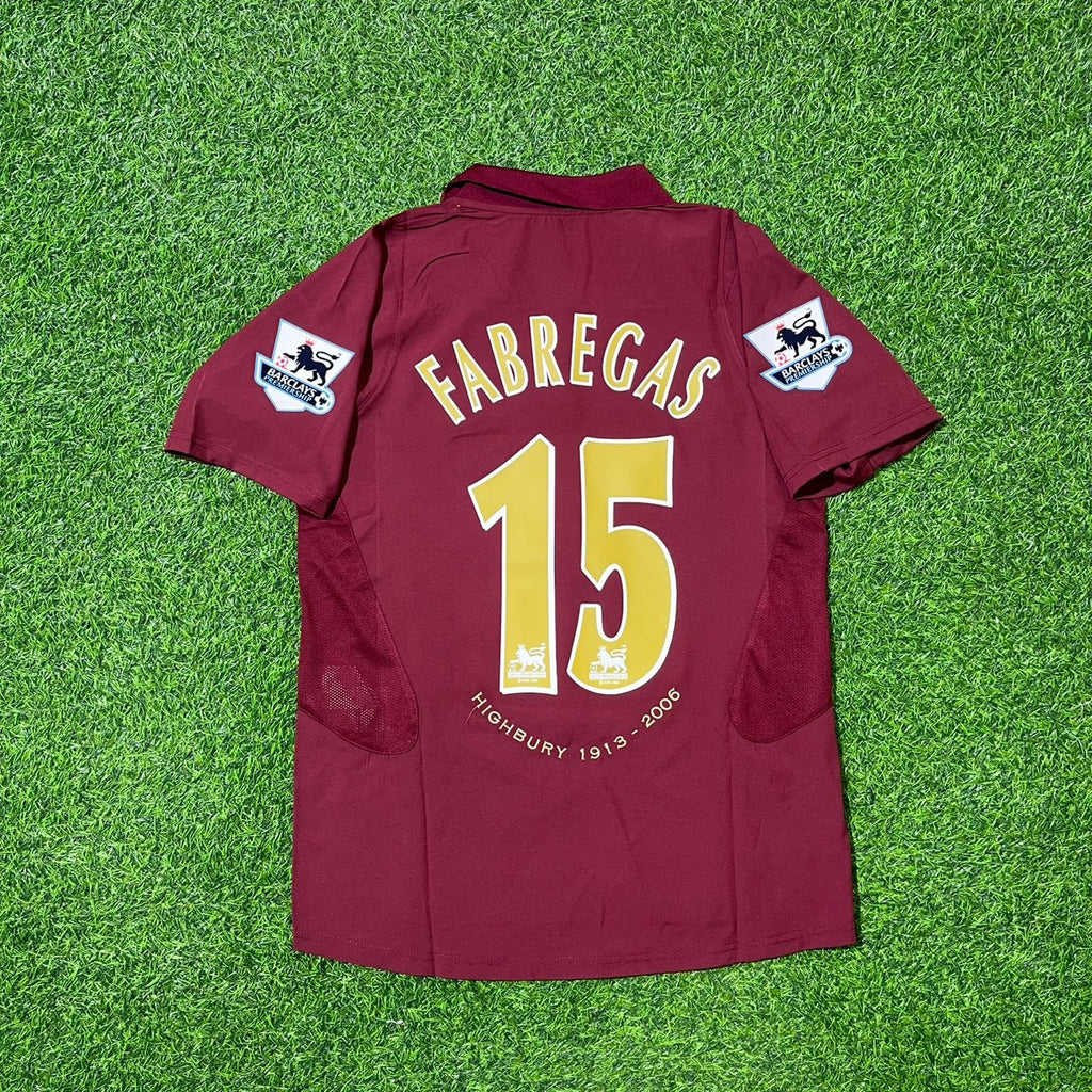 Cesc Fàbregas Arsenal 2006 Highbury Burgundy Retro Football Jersey – Back View