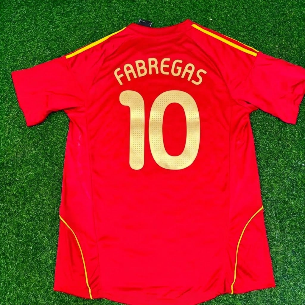 Cesc Fabregas #10 Spain EURO 2008 Red Home Retro Football Jersey – Back View