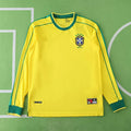 Brazil 1998 Home Long Sleeved Yellow Retro Jersey – Back View