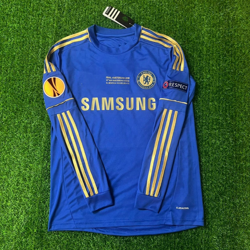 Chelsea 2013 Europe League Final Amsterdam Blue Retro Football Jersey – Back View