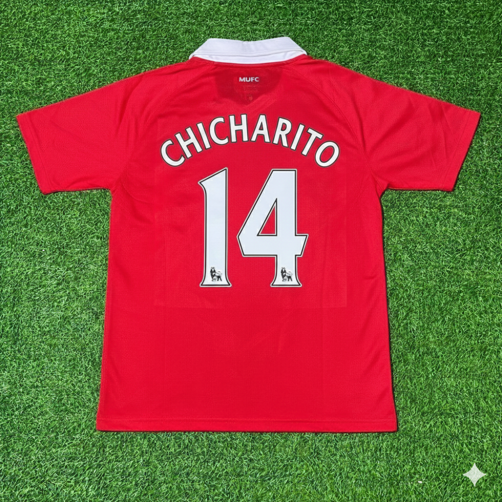 Manchester United 2010/2011 Retro Home Football Jersey – Chicharito – Back View