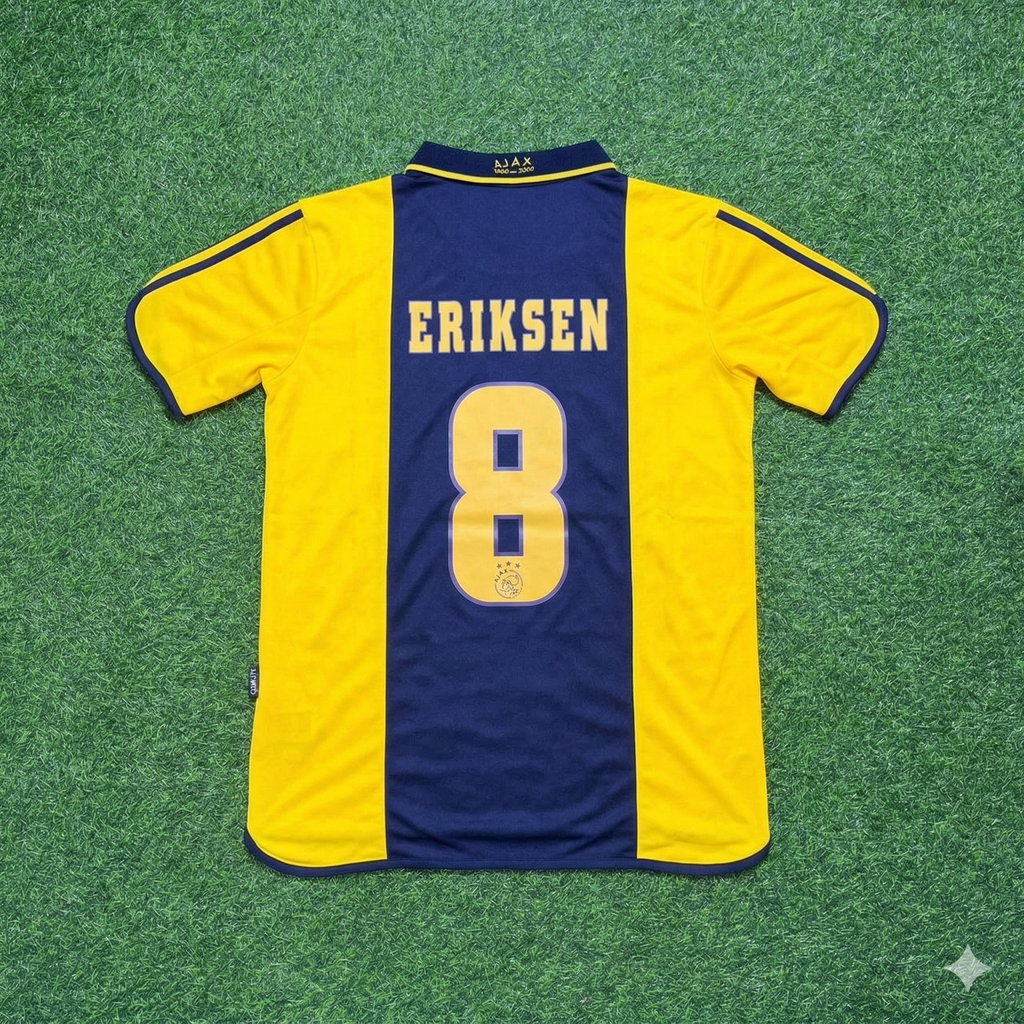 Ajax Retro Yellow Football Jersey – Christian Eriksen – Back View
