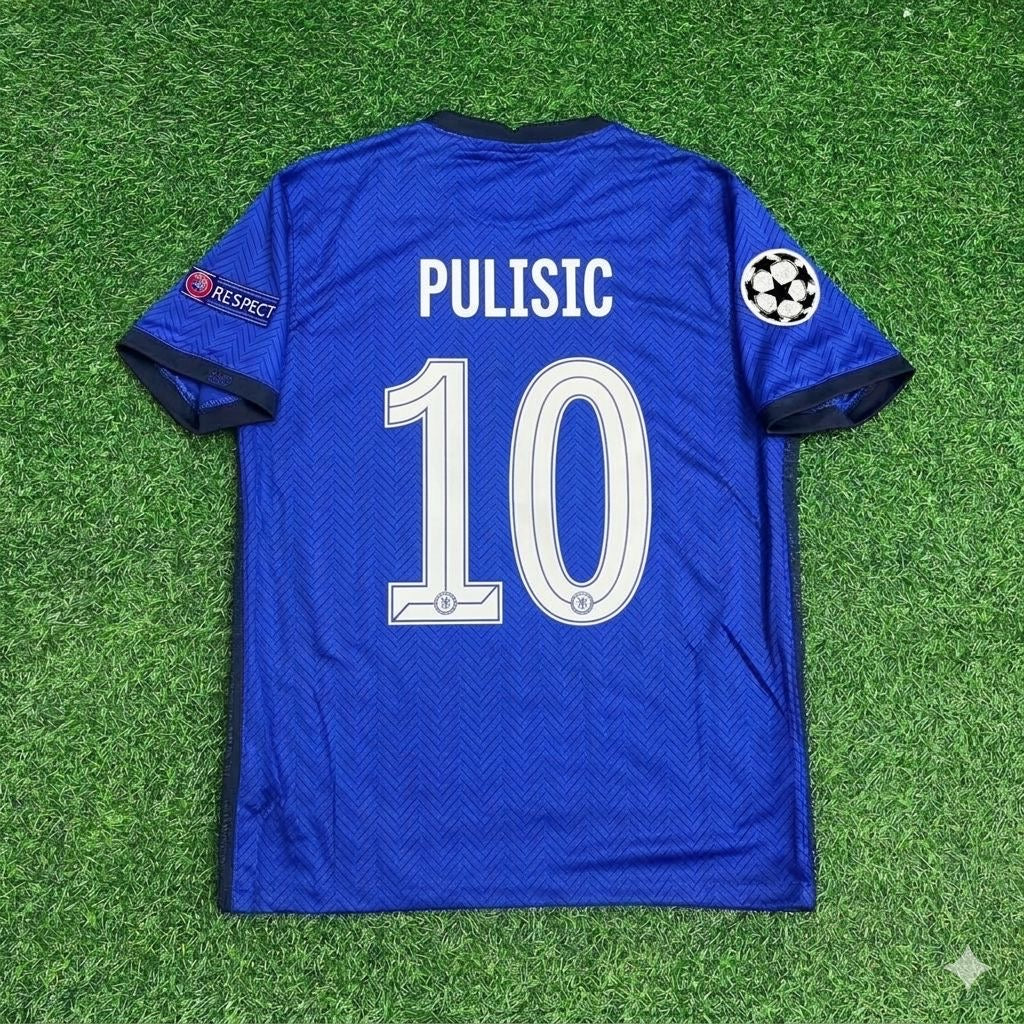 2021 Christian Pulisic 10- Chelsea Champions League Final Blue Retro Football Jersey Collection – Back View