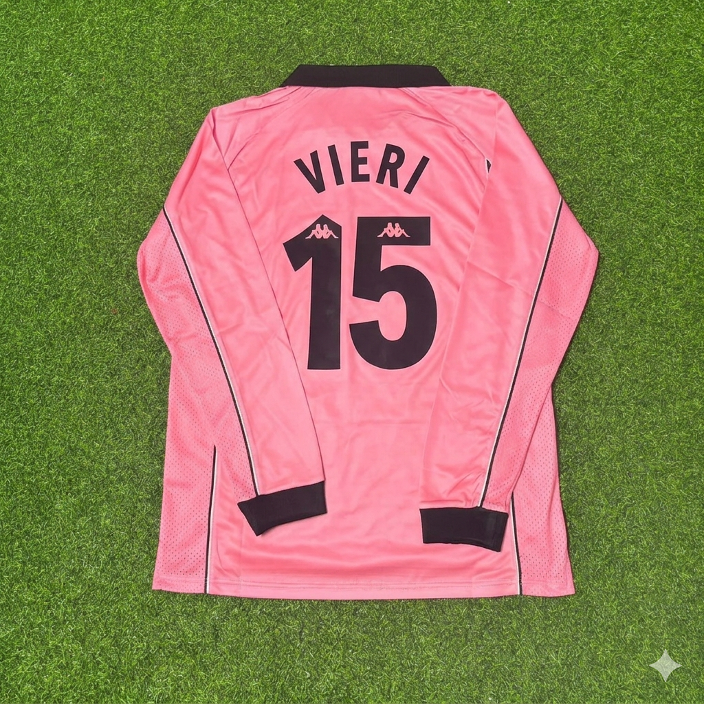 Christian Vieri #15 Juventus 1995 Pink Kit Jersey – Back View