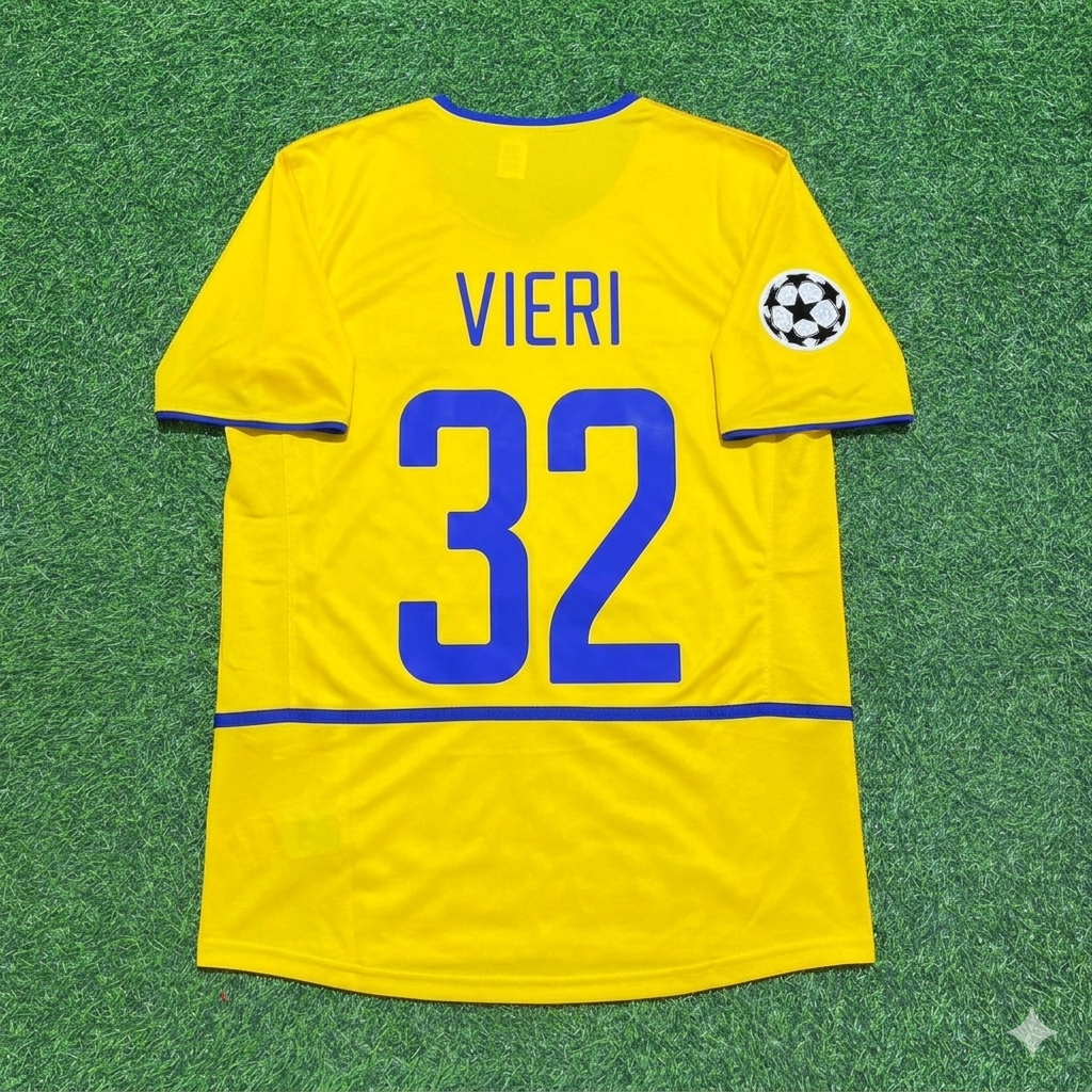 2002/03 Christian Vieri Inter Milan Yellow Retro Football Jersey – Back View