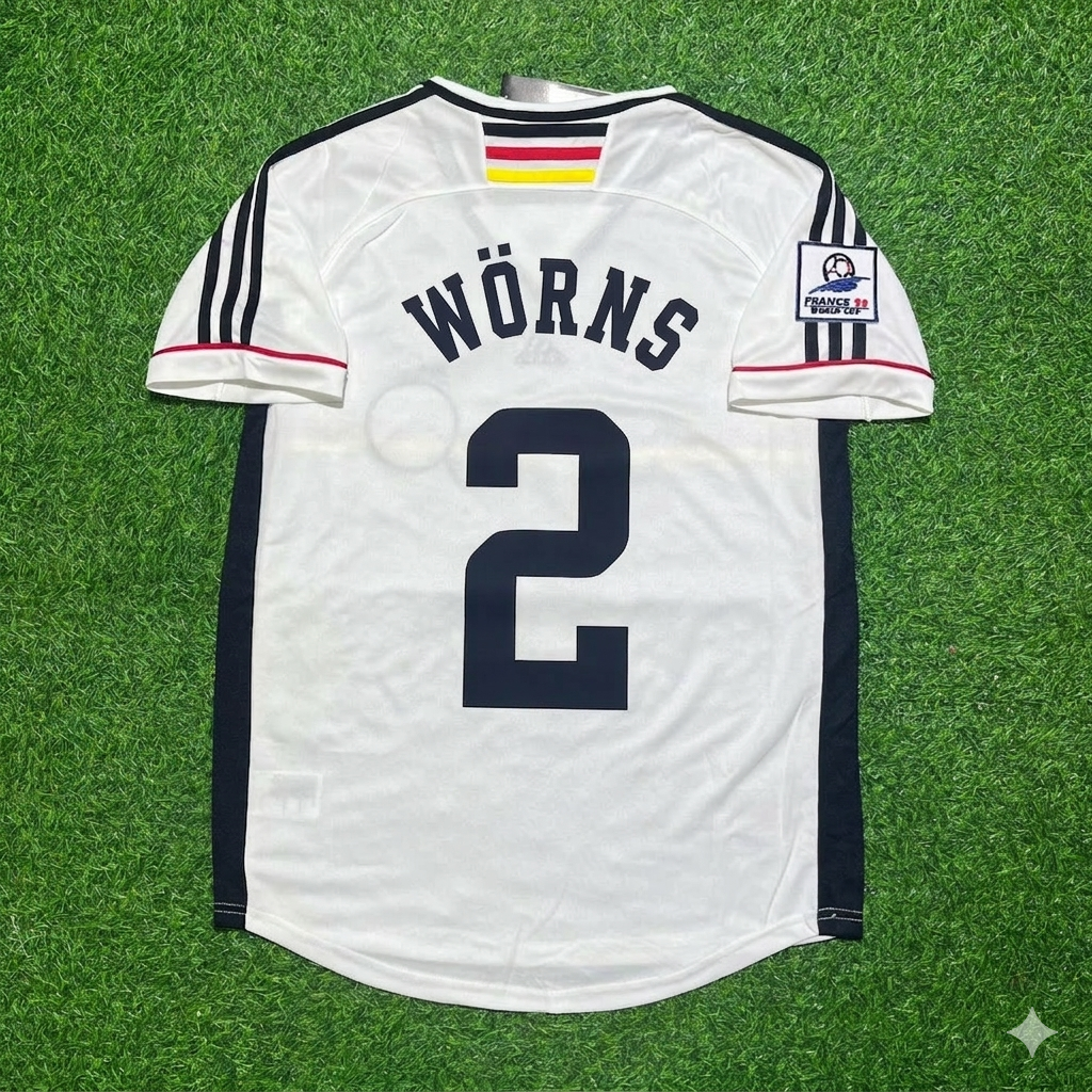 1998 Christian Wörns Deutschland World Cup Retro Fußballtrikot – Back View