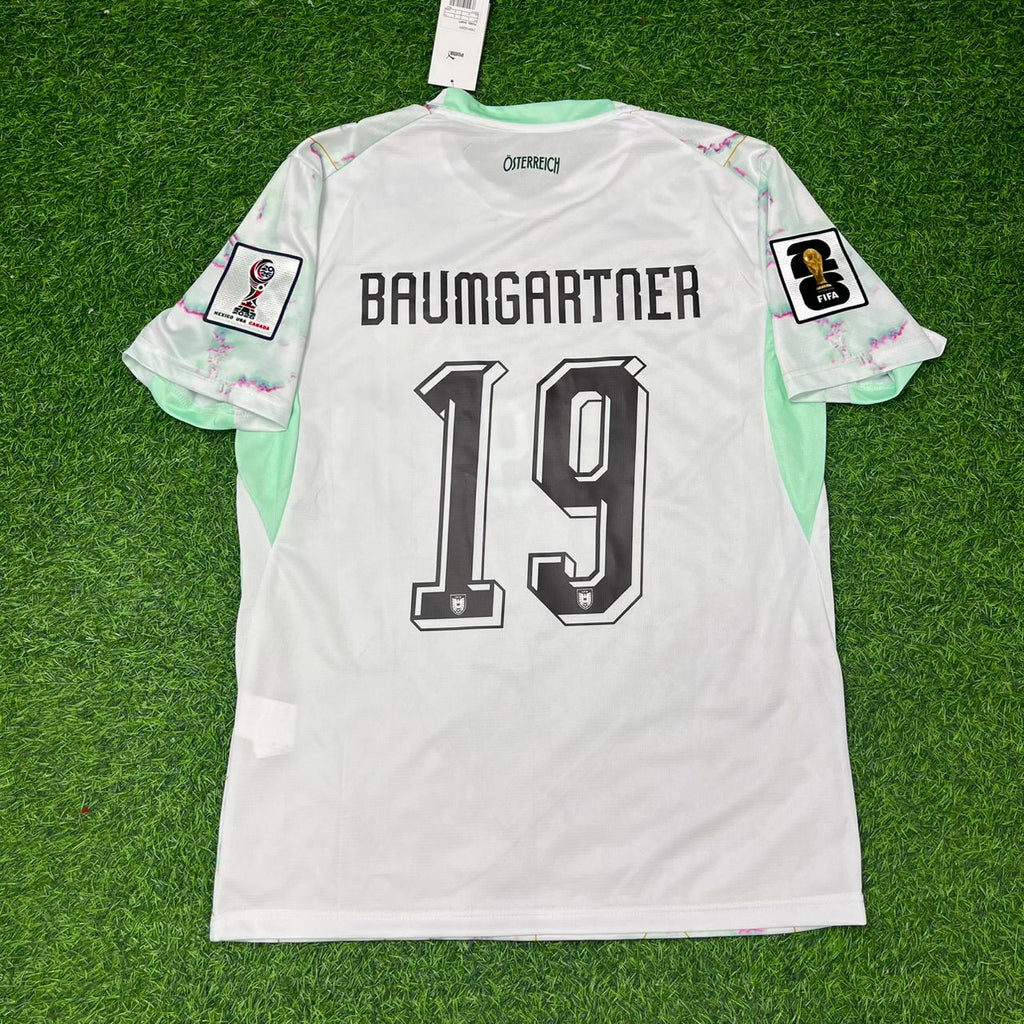 Christoph Baumgartner Austria White 2026 World Cup Football Jersey – Back View
