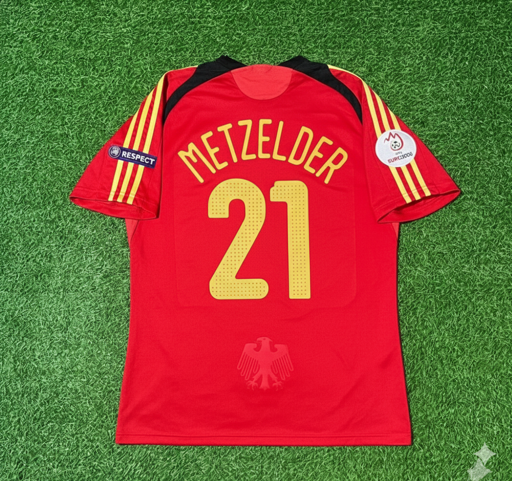 Germany EURO 2008 Away Red Retro Football Jersey – Christoph Metzelder – Back View