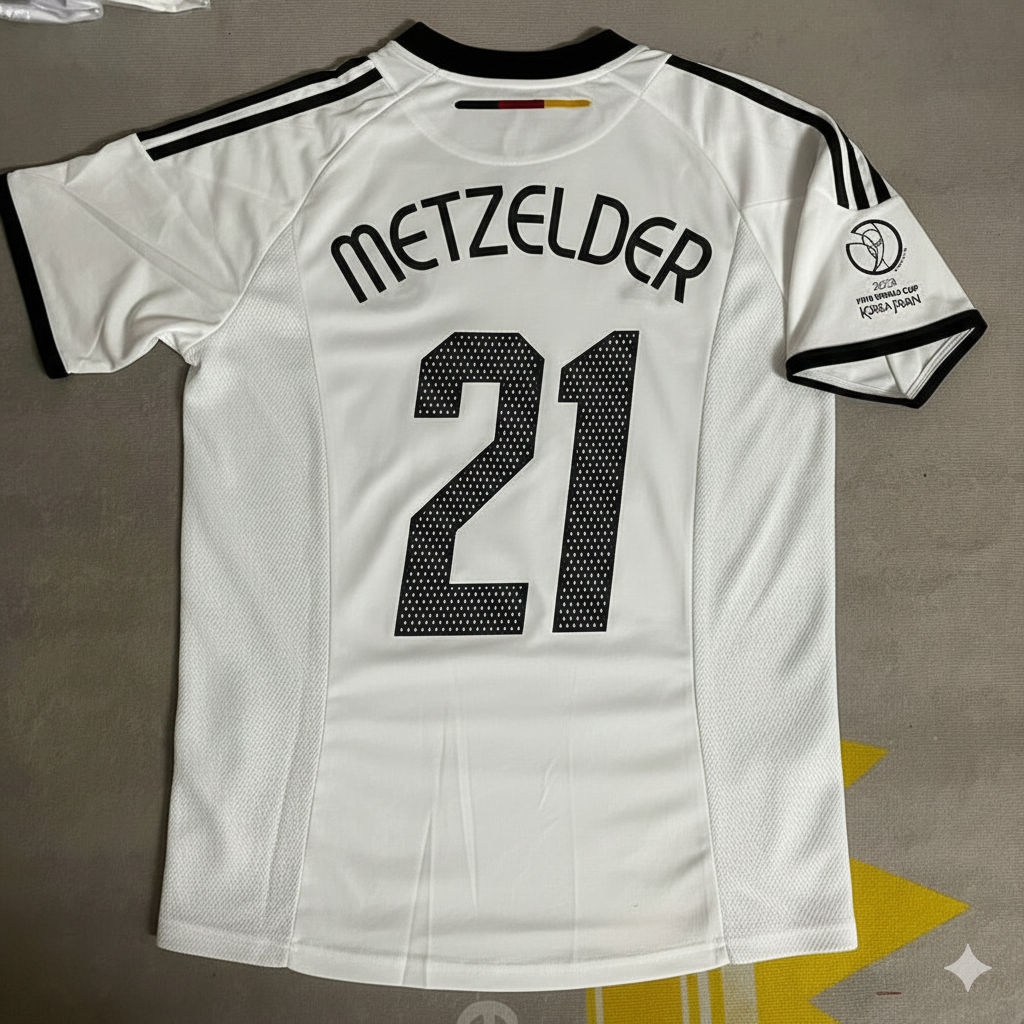 Germany Deutschland 2002 World Cup Japan Korea White Retro Jersey – Christoph Metzelder – Back View