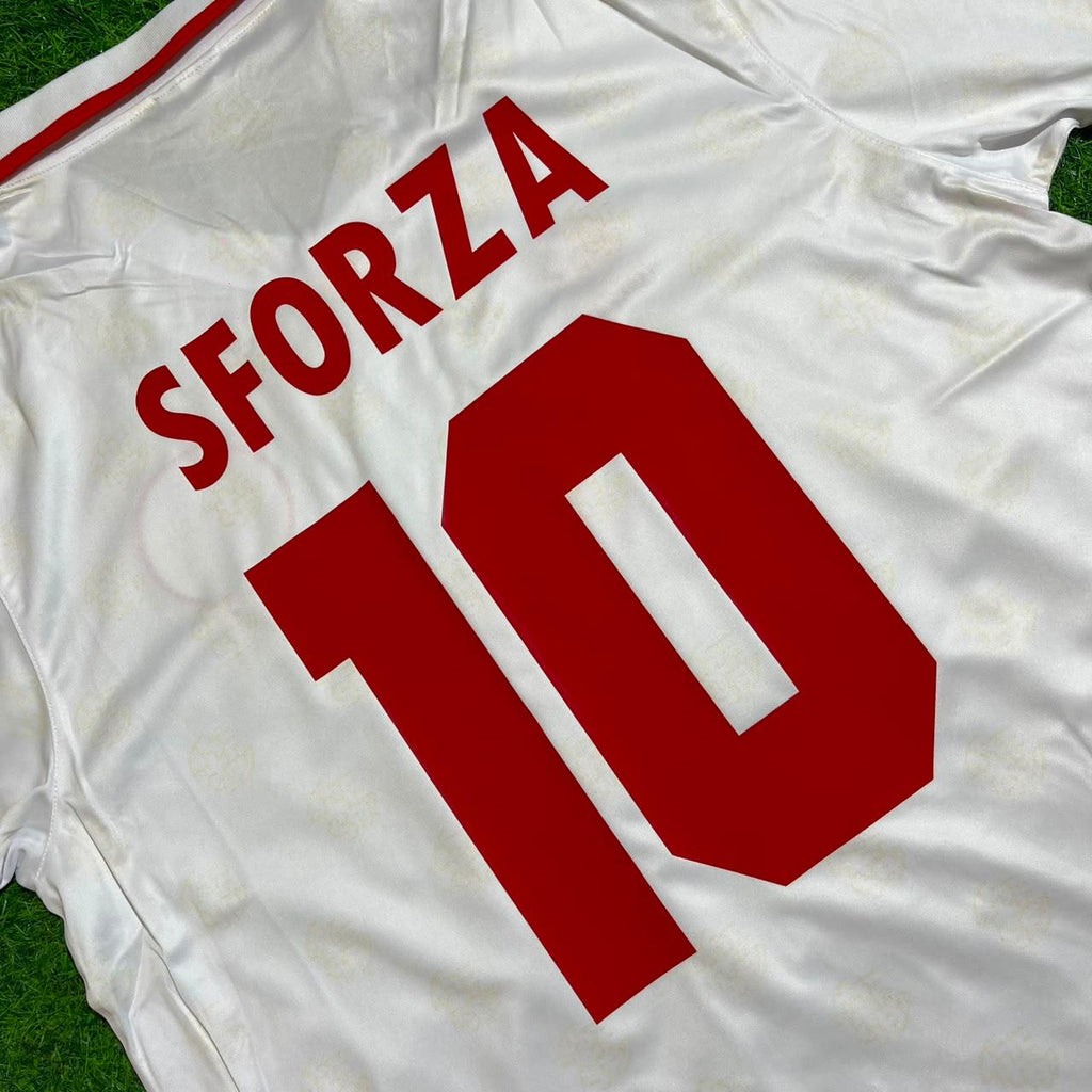 Ciriaco Sforza Switzerland 1994 World Cup White Retro Football Jersey – Detailed View