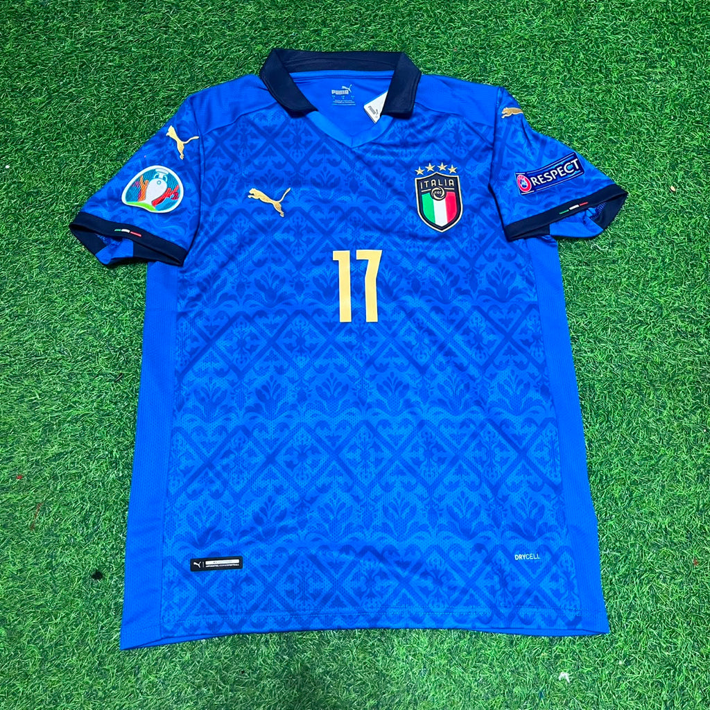 Italy EURO 2020 Final Retro Soccer Jersey – | | – Ciro Immobile #17 – – Front View