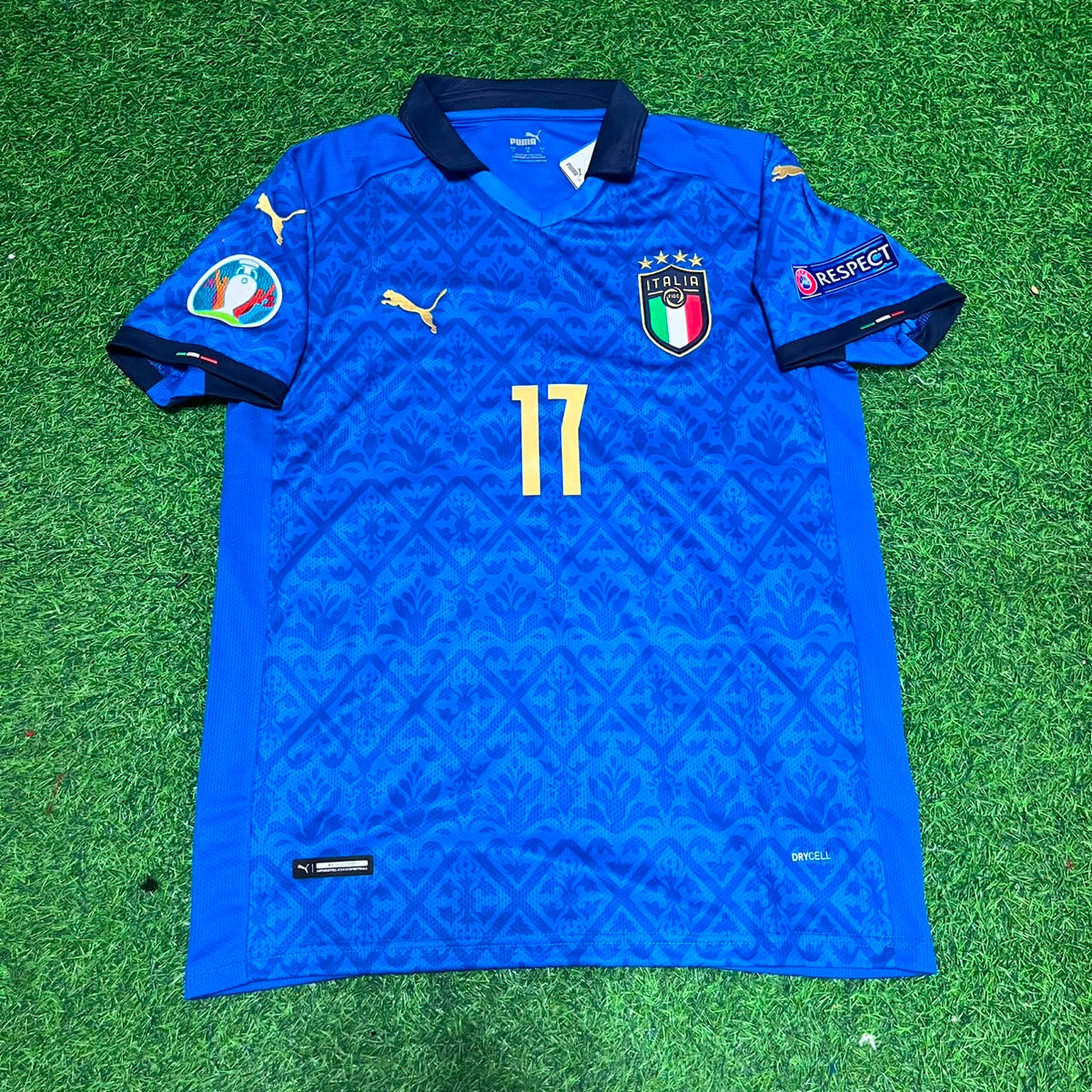 Italy EURO 2020 Final Retro Soccer Jersey – | | – Ciro Immobile #17 – – Front View