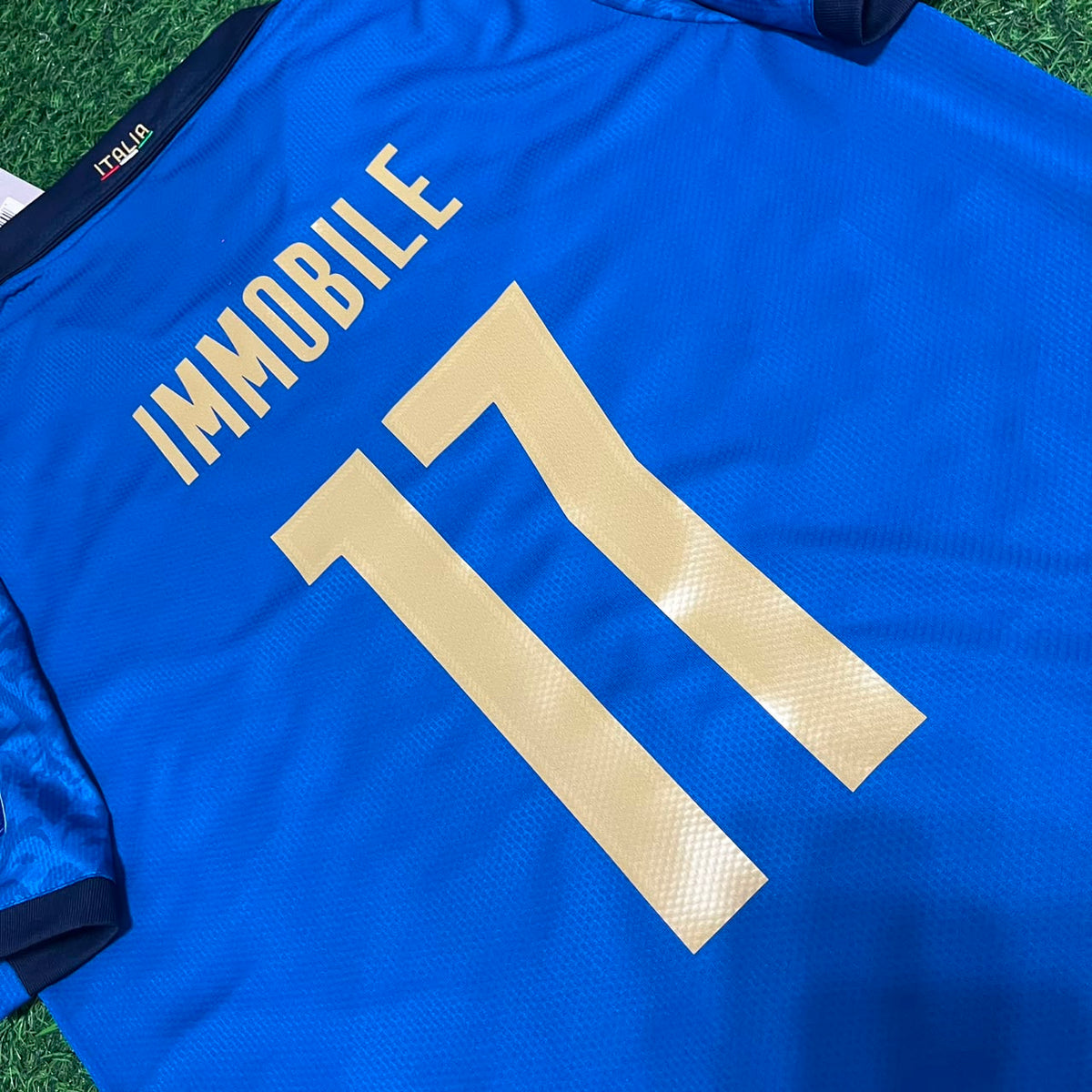 Italy EURO 2020 Final Retro Soccer Jersey – | | – Ciro Immobile #17 – – Detailed View