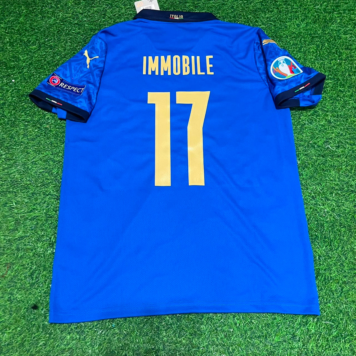 Italy EURO 2020 Final Retro Soccer Jersey – | | – Ciro Immobile #17 – – Back View