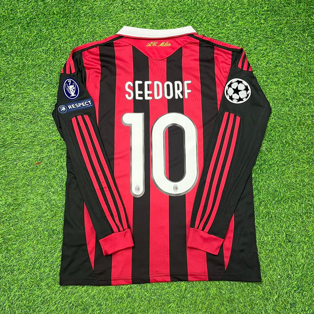 Milan 2009 2011 Retro Long Sleeve Jersey – Clarence Seedorf – Back View