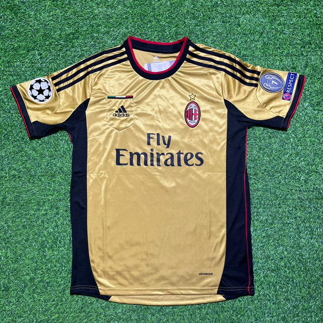 AC Milan Gold Retro Jersey – Clarence Seedorf #10 – Front View