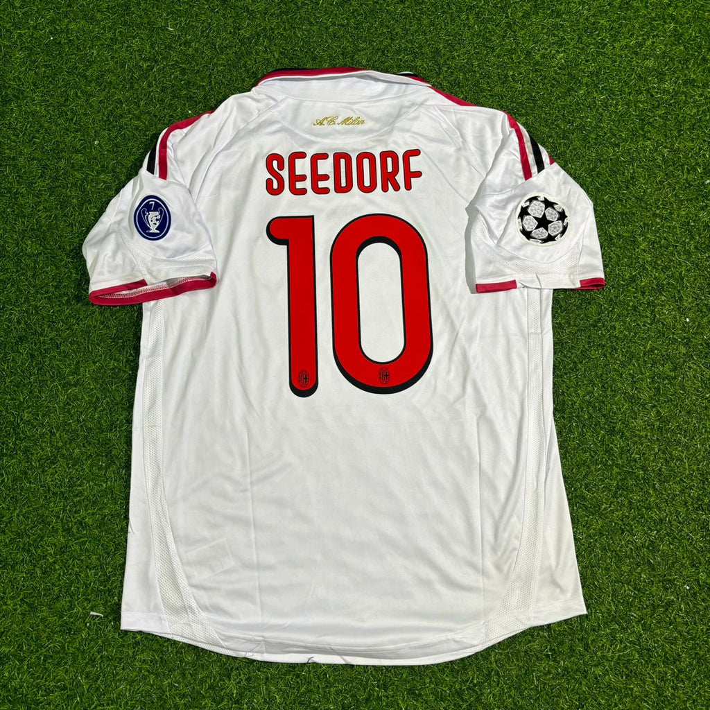2009 Clarence Seedorf Milan 2010 Season White Retro Football Jersey – Back View