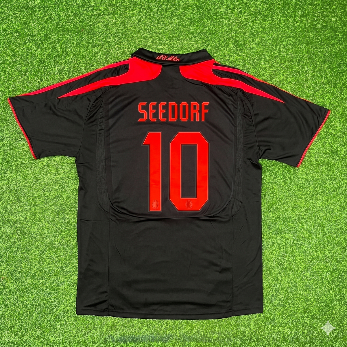 2007/08 Clarence Seedorf AC Milan Black Retro Third Football Jersey – Back View