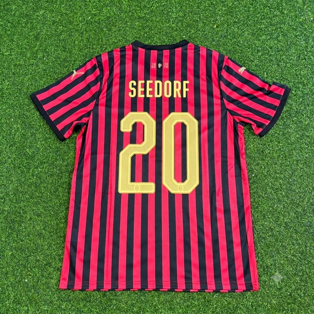 Clarence Seedorf AC Milan 120th Anniversary Special Golden Retro Football Jersey – Back View
