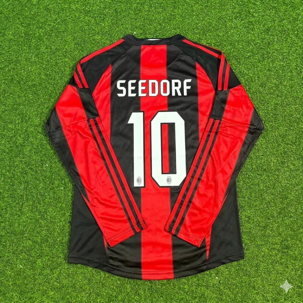 2010/11 Clarence Seedorf AC Milan Home Log Sleeve Retro Football Jersey – Back View
