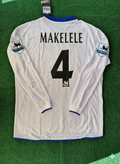 2004 Claude Makelele 4 Chelsea Away Retro White Long Sleeve Football Jersey – Back View