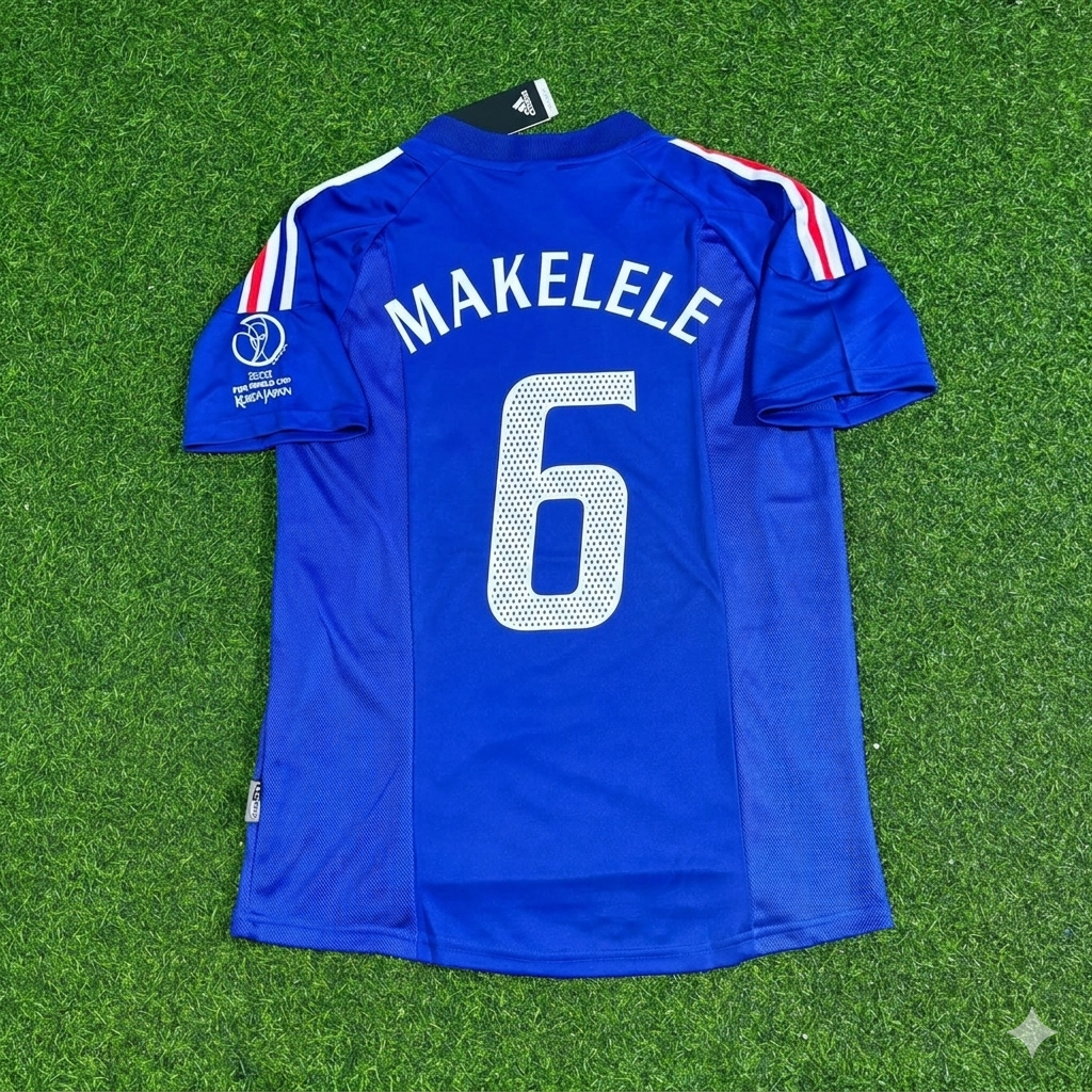 2002 France World Cup Claude Makélélé #6 Retro Football Jersey – Back View