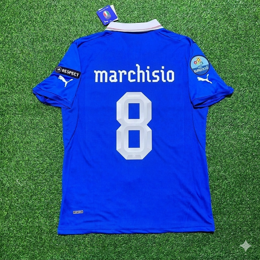 2012 Italy EURO Claudio Marchisio 8- Retro Home Football Jersey – Back View