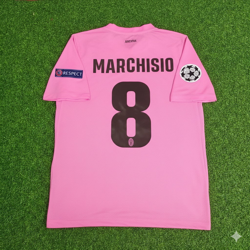 Juventus Pink 2012 2013 Season Retro Jersey – Claudio Marchisio – Back View