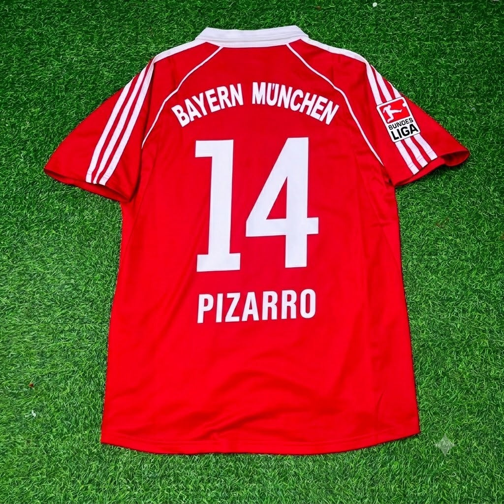 2005 Claudio Pizarro Bayern Munich 06 Bundesliga Red Home Retro Football Jersey – Back View