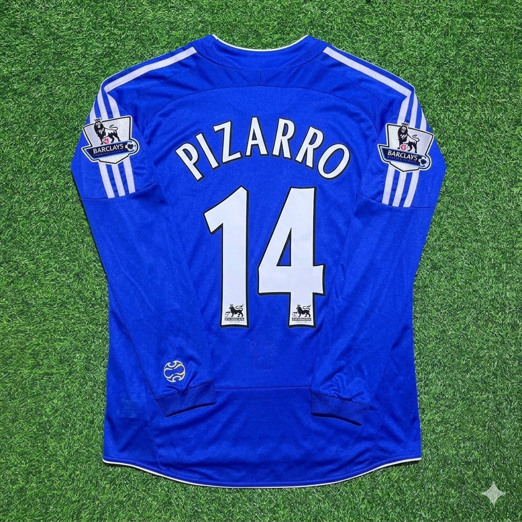 2006/08 Claudio Pizarro #14 Chelsea Long Sleeve EPL Patch Football Jersey – Back View