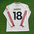 Cody Gakpo #18 Liverpool 2027 New Season Long Sleeve Away White Football Jersey – Back View