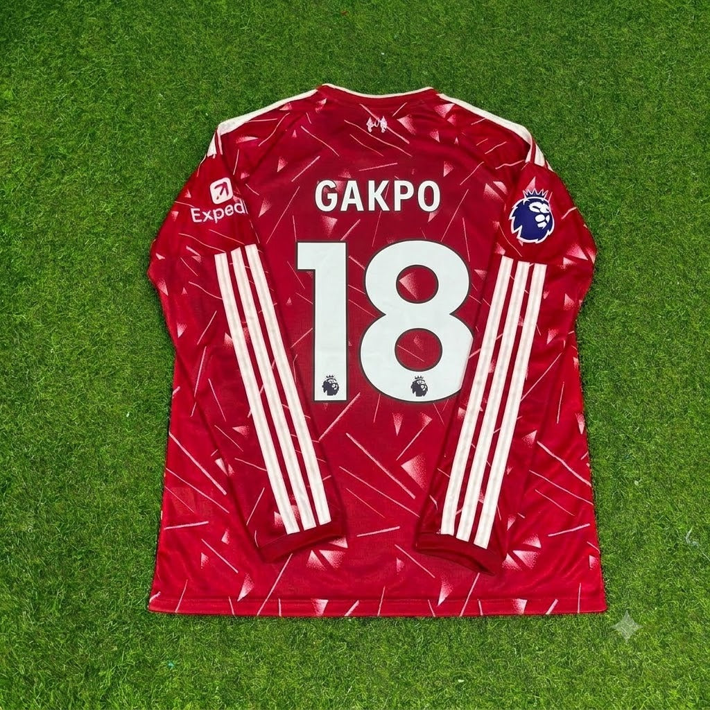 2027 Cody Gakpo Liverpool Long Sleeve Home Football Jersey – Back View