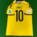 James Rodriguez Colombia 2014 Brazil World Cup Blue Retro Jersey – Back View