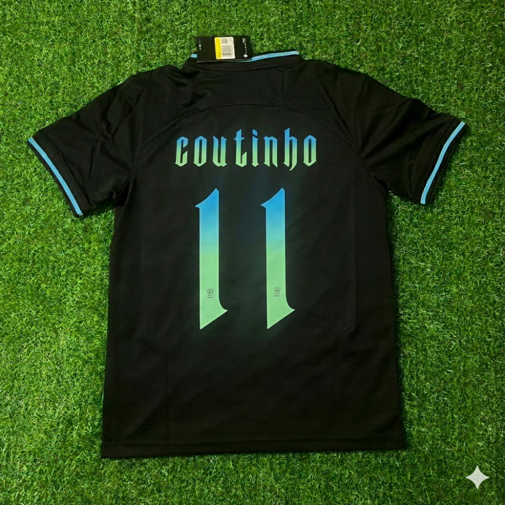 Philippe Coutinho Brazil Retro Football Jersey – Back View