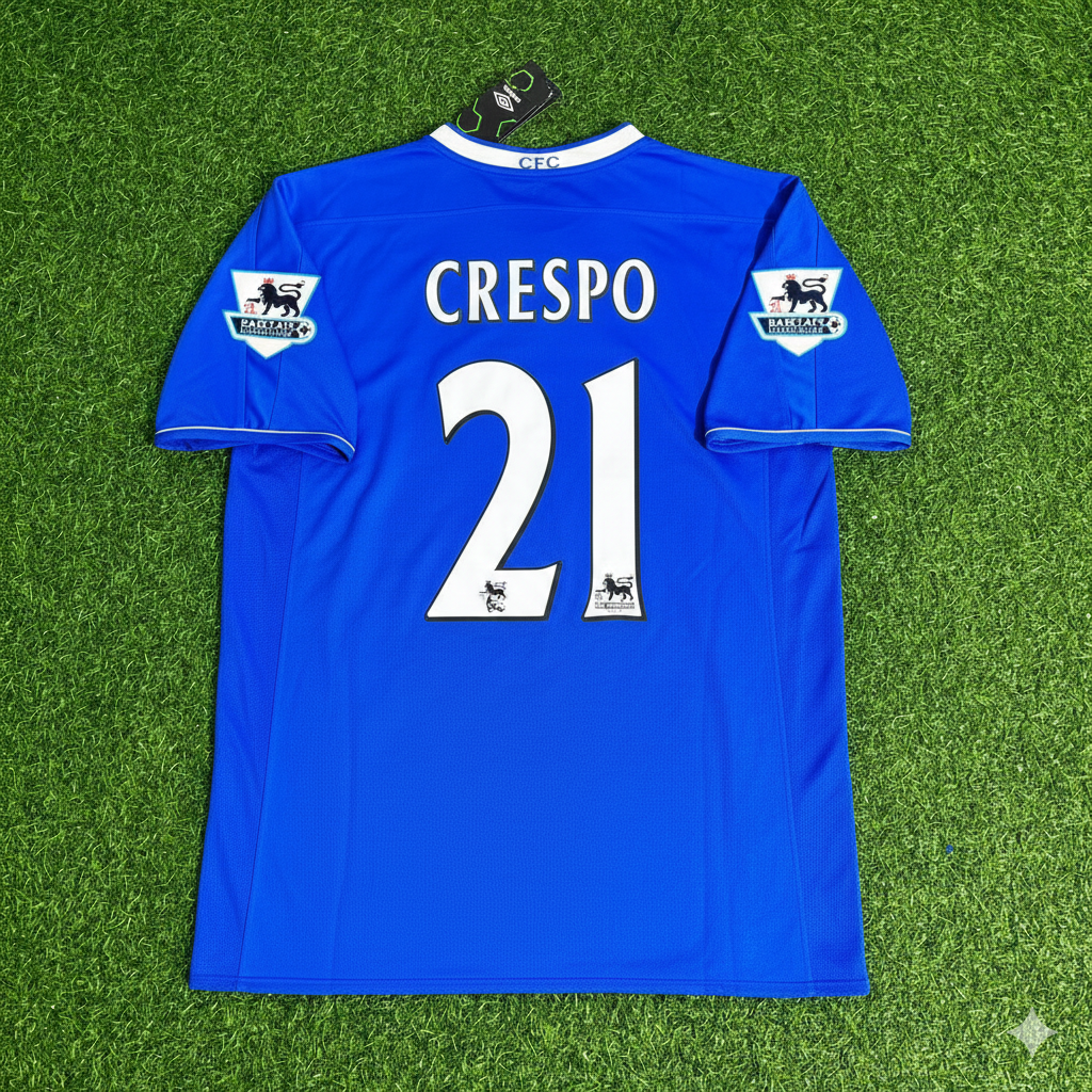 2003 Hernan Crespo Chelsea 2005 Season Home Navy Blue Retro Football Jersey – Back View