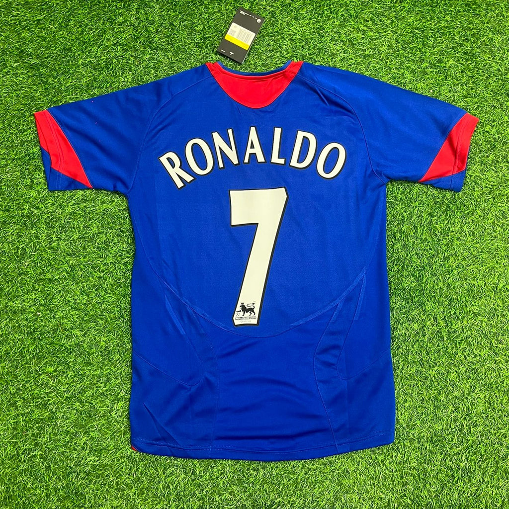 Cristiano Ronaldo Manchester United 2005/2006 Blue Red Retro Football Jersey – Back View