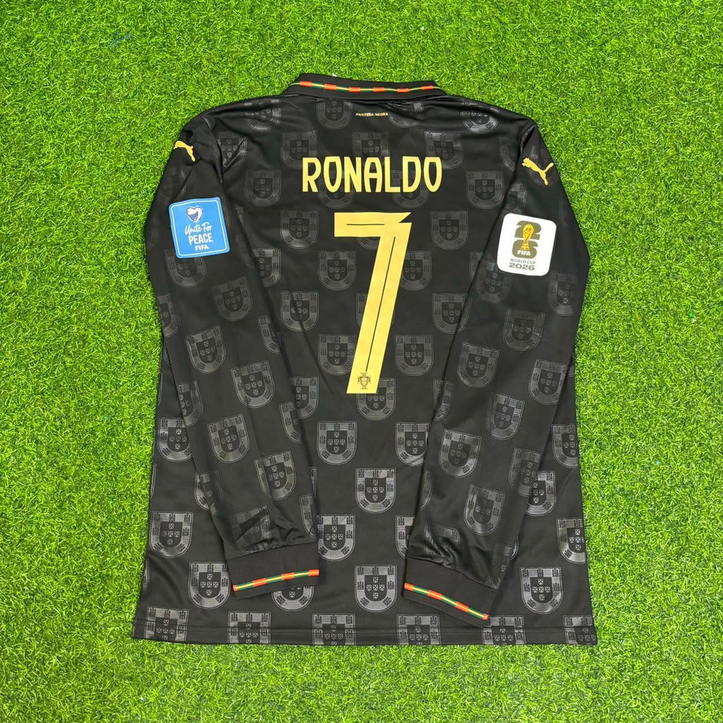 Portugal 2026 World Cup Black Legacy Patch Long Sleeve Football Jersey – Cristiano Ronaldo – 8
