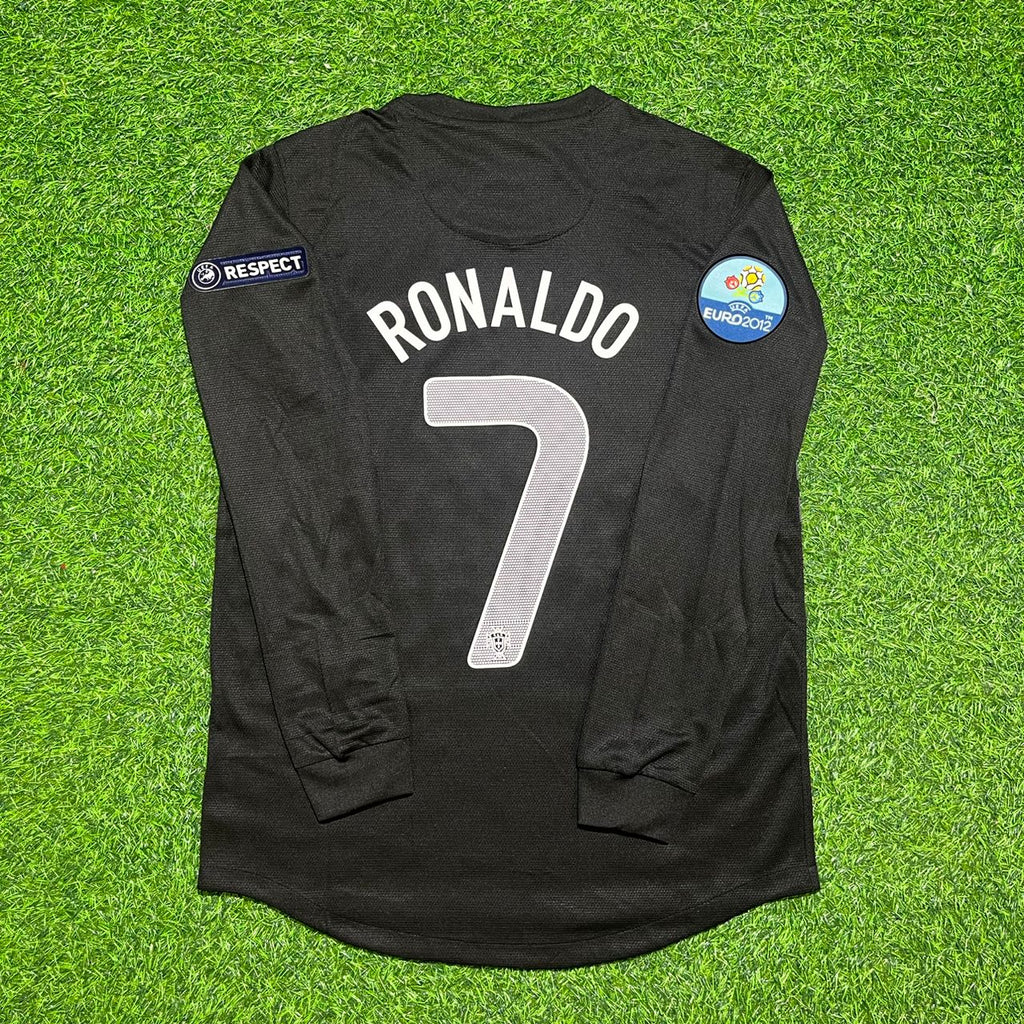 Portugal Euro 2012 Away Black Long Sleeve Retro Football Jersey – Cristiano Ronaldo #7 – Back View