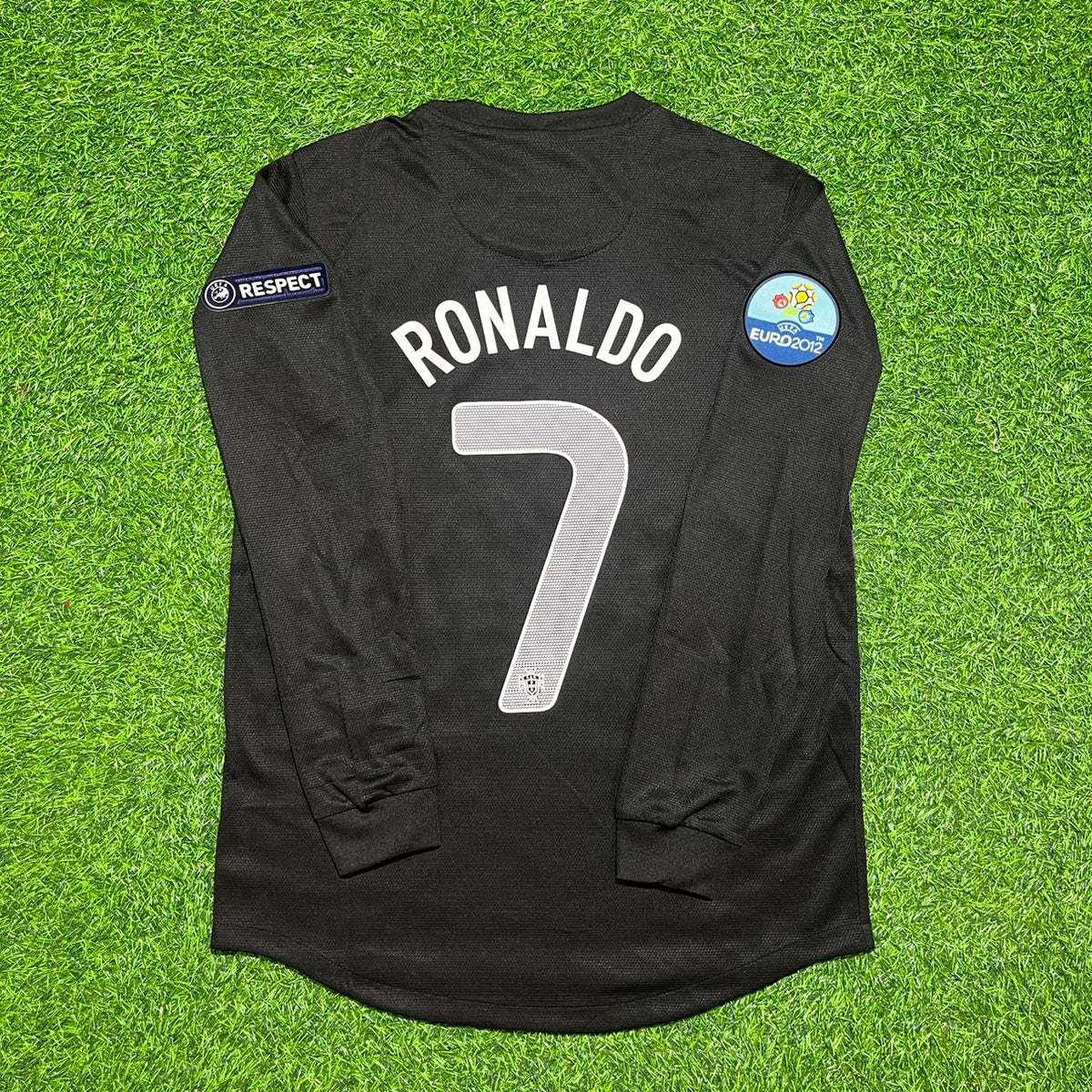Portugal Euro 2012 Away Black Long Sleeve Retro Football Jersey – Cristiano Ronaldo #7 – Back View