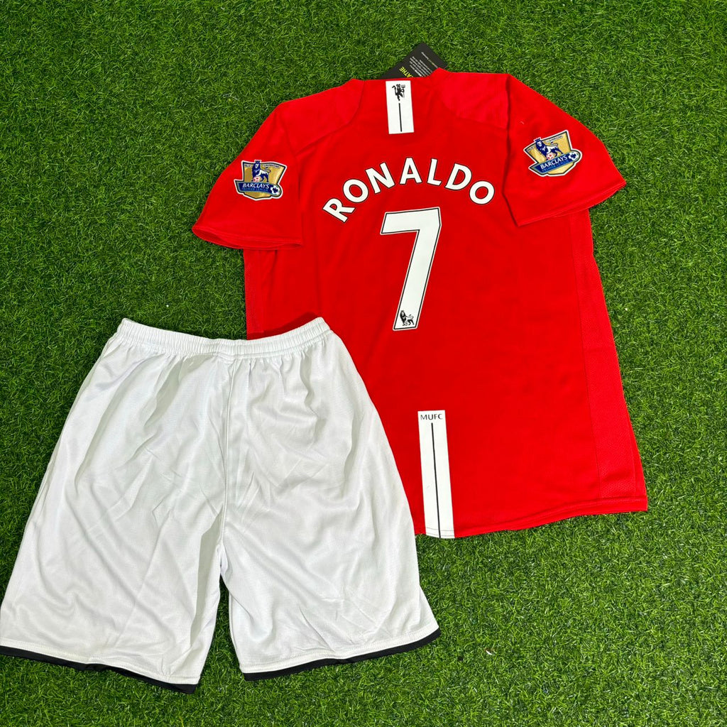 Manchester United 2007/2008 Premier League Kids Retro Football Jersey – Cristiano Ronaldo CR7 – Back View